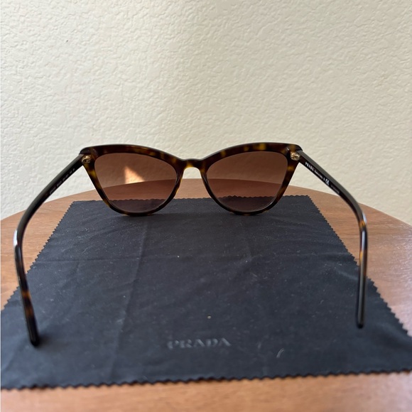Prada SPR 01V Oversized Cat Eye Sunglasses - Havana Dark Brown Tortoise Shell - Picture 10 of 16